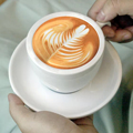 Custom Logo White Ceramic Coffee Cup and Saucer Set1