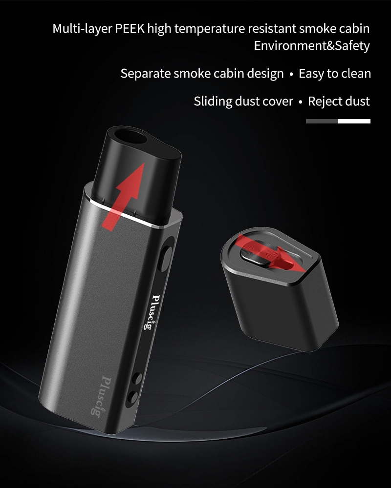 2021 Heat Not Burn Device Pluscig S9 OLED Display 3500mAh E-Cigarette Heating Device