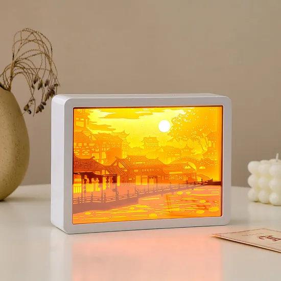 Decoração de quarto de meninas Two-one-um multifuncional espelho de papel escultura noite luz1