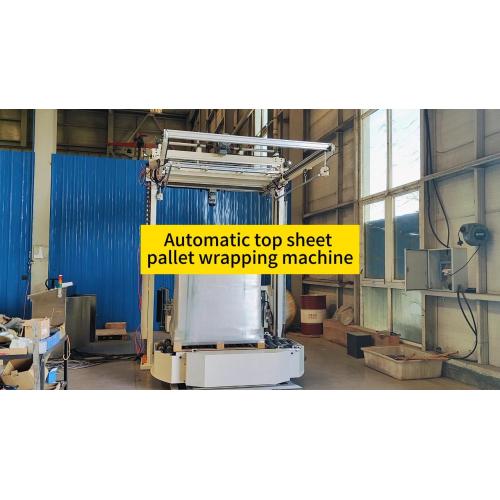 Automatic top sheet pallet wrapping machine