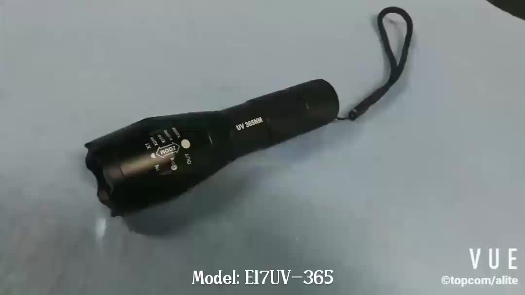 E17UV AAA or 18650 zoomable 3w uv led 365nm ultraviolet light flashlight1