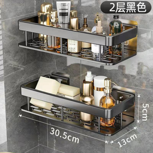 Двухуровневая черная металлическая полка для ванной комнаты от KCS Metal Shelves