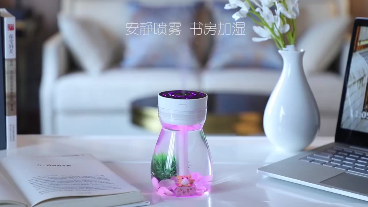 Mini Micro Landscape Humidifiers Cool Mist Henhidifiers สำหรับห้องนอนสำหรับเด็กโต๊ะทำงาน, Car1