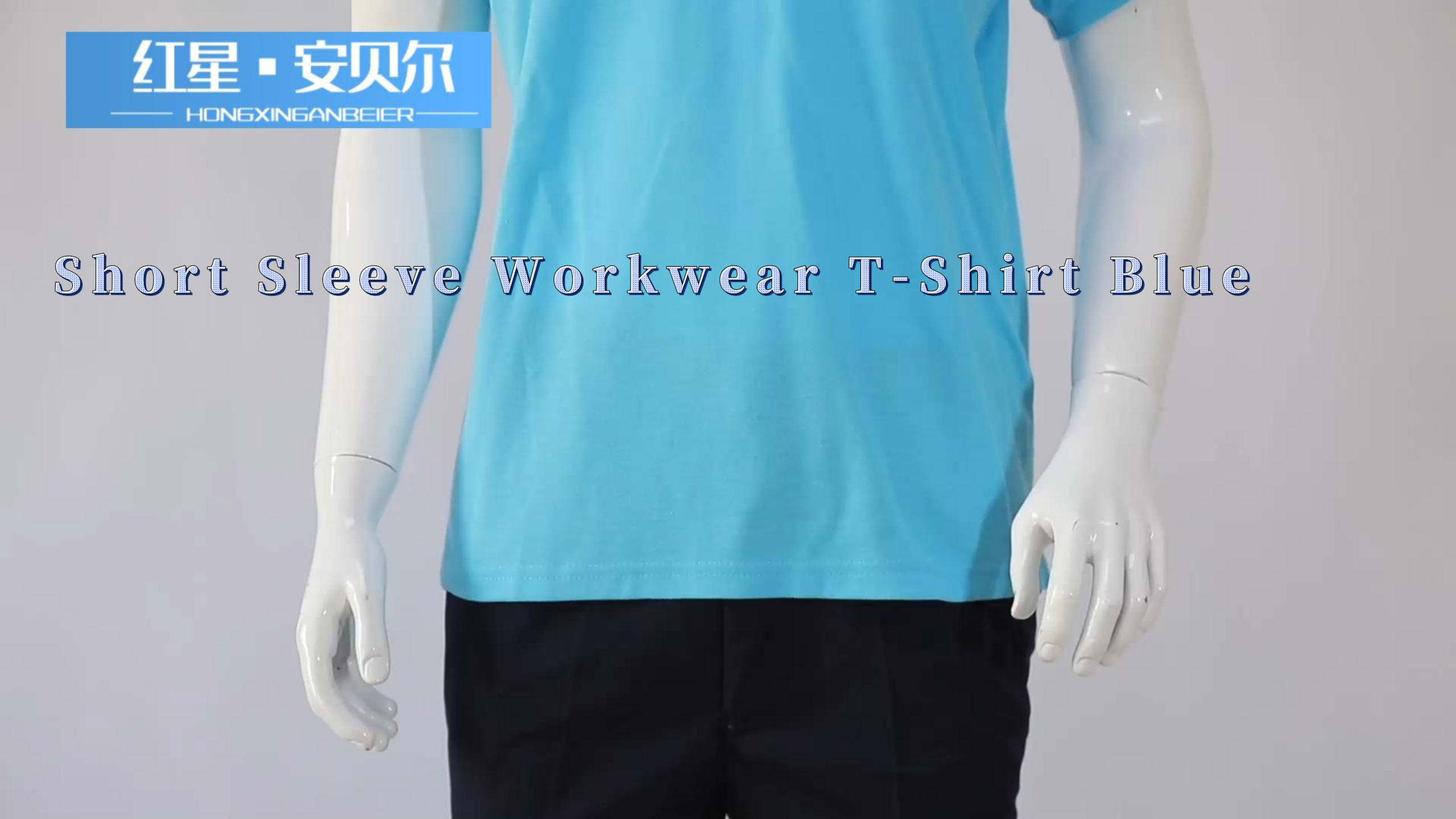 Kurzarm Workwear T-Shirt Blau