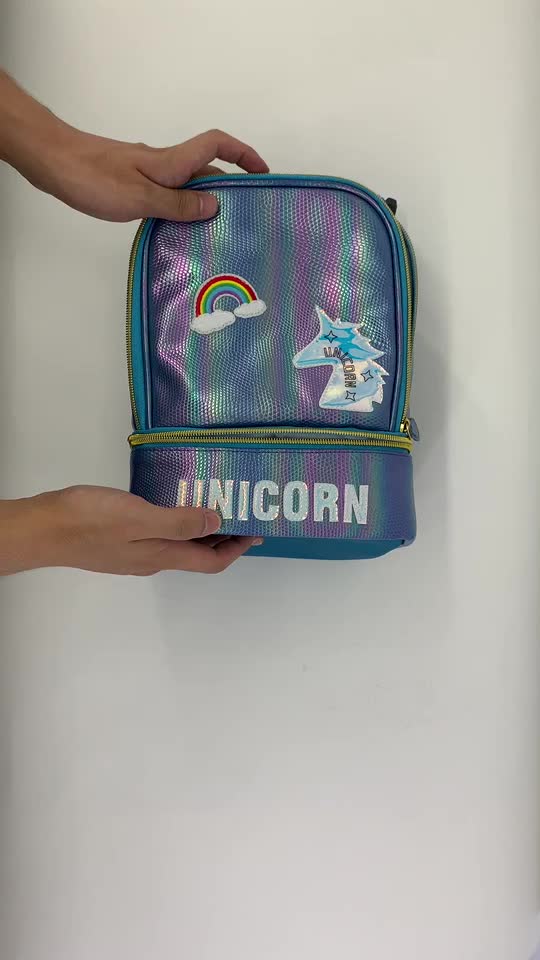 Wholesale eco-friendly custom insulated reusable kids unicorn Eco lunch cooler bag for school kids1