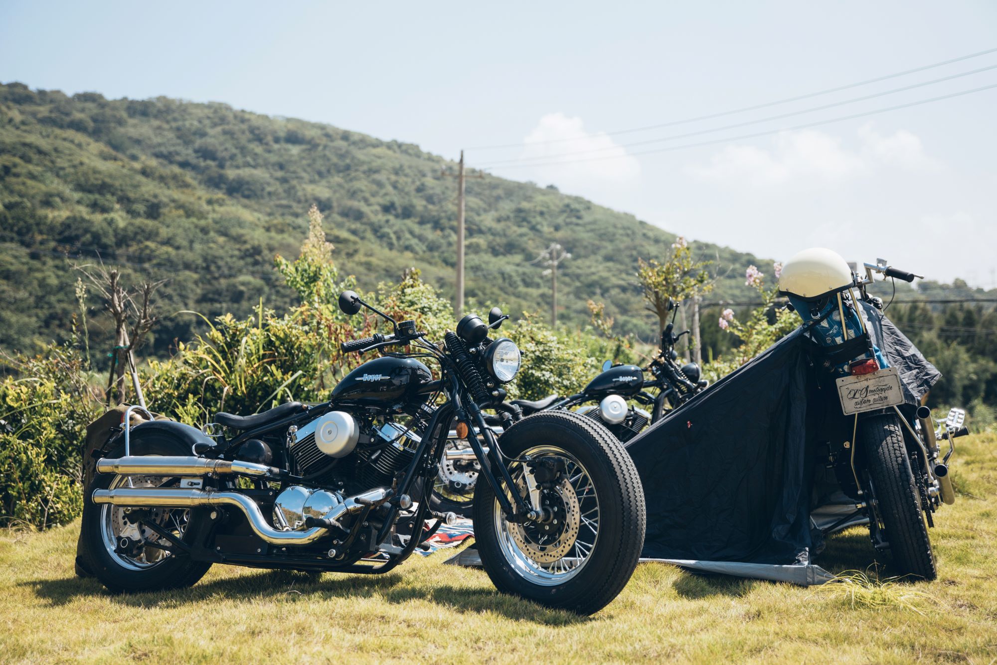 vintage bobber style motorcycle