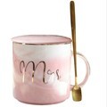 Ceramic Mug with Lid - Mr & Mrs Marble Straight Coffee Beer Mug for Anniversary Wedding Valentine's Day Gift1