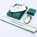 Hanhong Wholesale Custom Logo Luxus Schmuckverpackung Ohrringe Armband Halskette Ringbox Aufbewahrung Grüner Samt Schmuck Box1