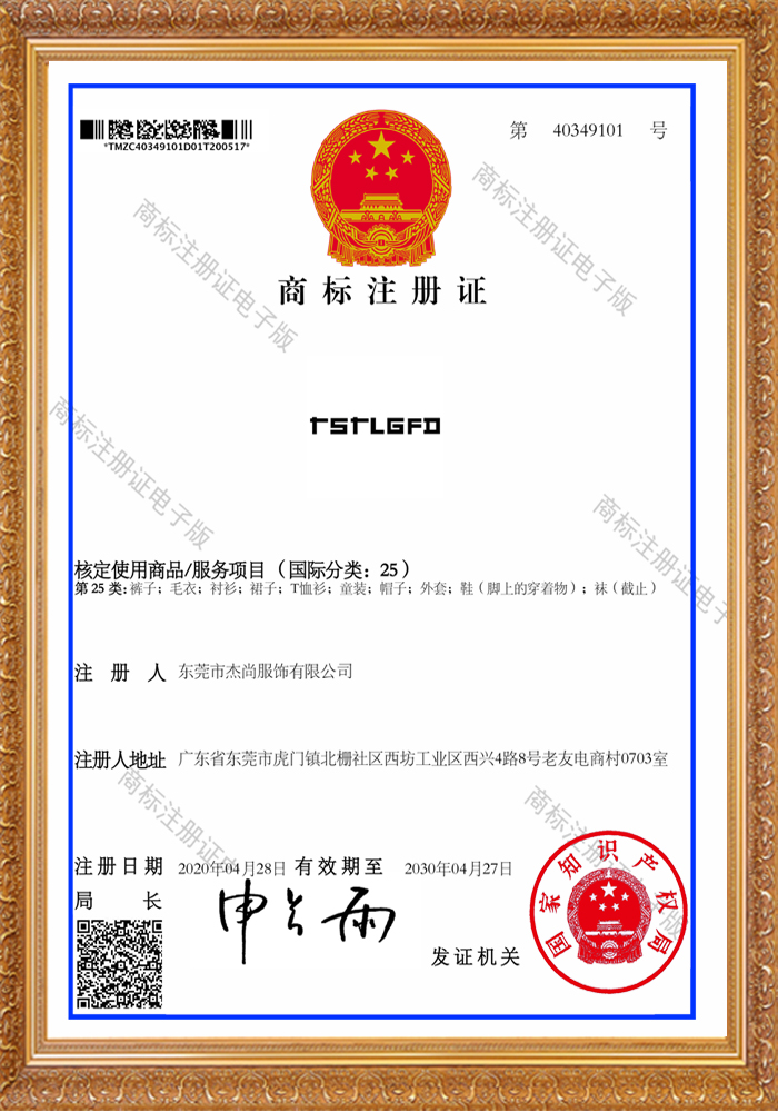 Trademark registration certificate