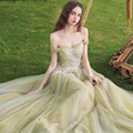 Προσαρμοσμένο γαλλικό vintage Sophie, Enchanted Forest Prom, Green Fairy Wedding Cottagecore Dress1