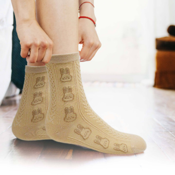 Cute Bunny Pattern Knit Ankle Socks for Daily Casual Wear