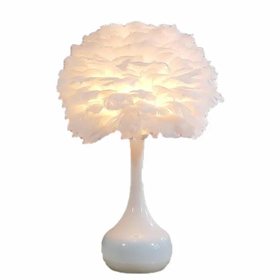 Lâmpada de mesa de penas, nórdico ins, decoração quente, diy1