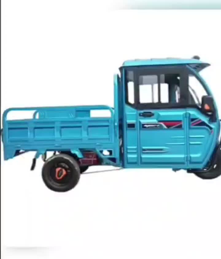 Blue windproof and rainproof electric tricycle