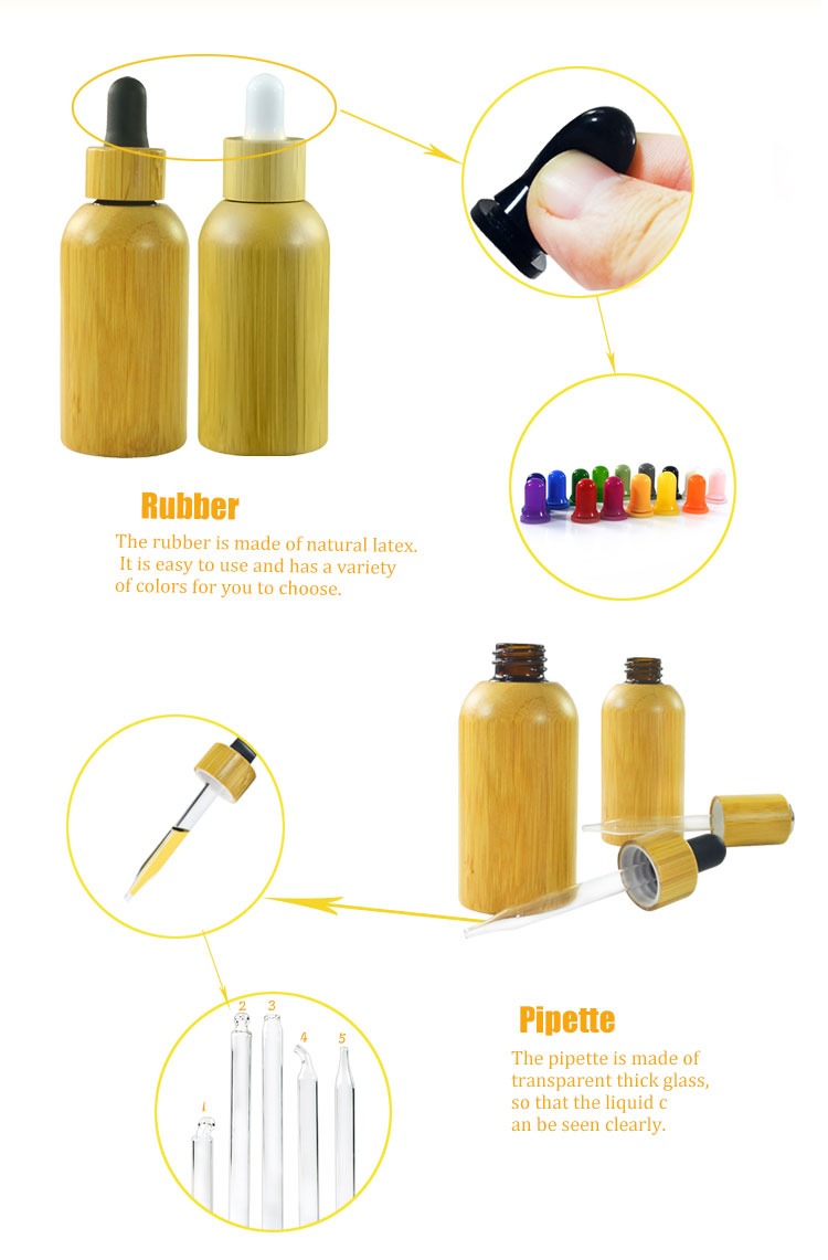 Cosmetic Bamboo Serum Liquid Dropper Bottle