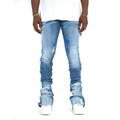 Distred Rapped Homme Fashion Custom Skinny Jeans στοιβαγμένο τζιν 1