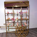High-End Mirror Gold Steel Carts for Champagne, Juice, and Candy: Stylish Serving Solutions1
