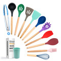 12-Piece Kitchen Utensil Set with Silicone Heads and Wooden Handles1