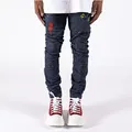 Προσαρμοσμένο Mens Designer Jeans Fashion Stretch Slim Straight Spring Summer Printed Jeans Mens Long Pants Black Skinny Jeans1