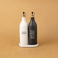 Black and White Ceramic Oil Bottle Dispenser Set for Kitchen Food Storage1