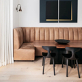 Factory Direct Modern Furniture Cafe I Face en cuir et en bois sectionnel Banc de cabine de cabine pour les restaurants sièges1