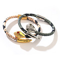 Stainless Steel PVD Plated Gold and Silver Leather Bracelets with Charm Snake Head for Men and Women1