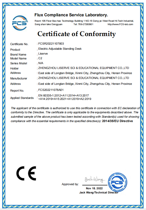 Certificate of Conformity
