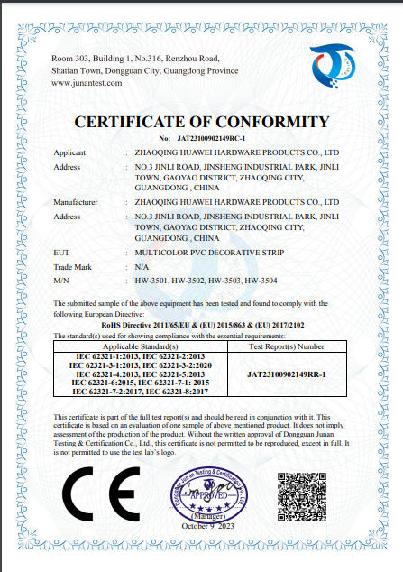 CERTFICATE OF CONFORMITY
