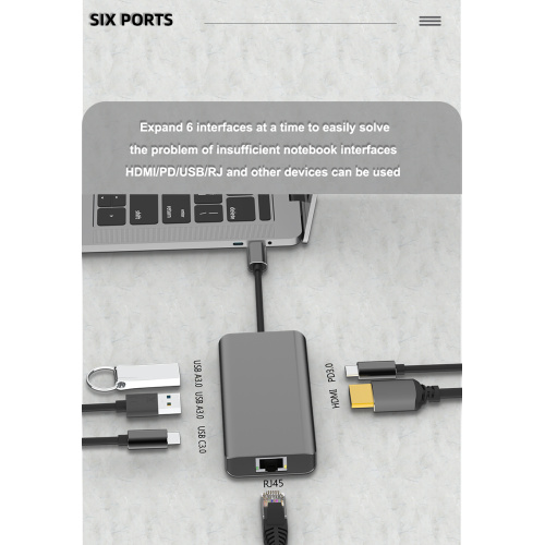 Guanchen 6 em 1 hubs USB Adaptador HDMI
