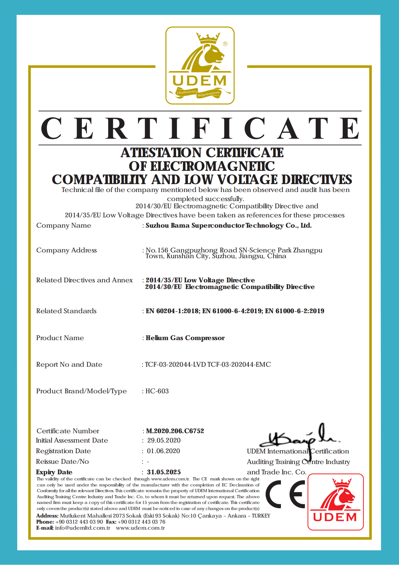 ATIESTATON CERTEICATE OF ELECIROMAGNEICCOMPATBIIY AND IOW VOLAGE DIRECTVES