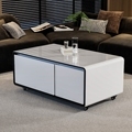 Smart Coffee Table with Refrigerator and Wireless Charging - Tempered Glass Top1