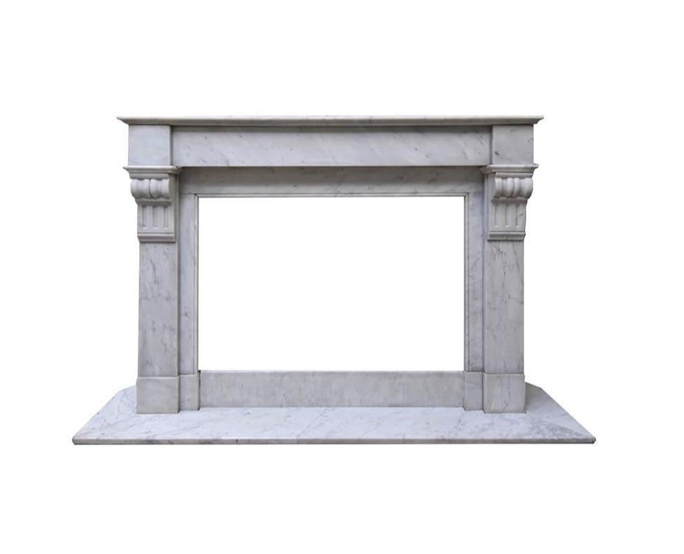Personalized Carrara Marble Fireplace Mantel in Custom Sizes