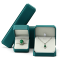 Hanhong Wholesale Custom Luxury Schmuck Verpackungsbox Ohrringe Armband Aufbewahrungsbox Grüne Leder Halskette Ring Juwely Box1