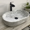 Wholesale Natural White Marble Oval Bathroom Sink Basin1
