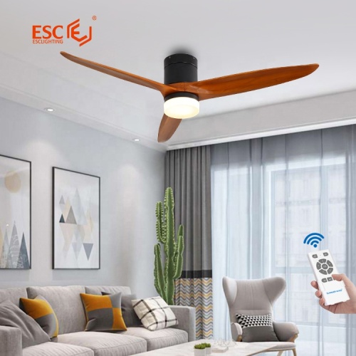 Ceiling fan with wood blade and remote