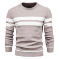 Men's Casual Striped Color Blocked Round Neck Knitted Sweater1