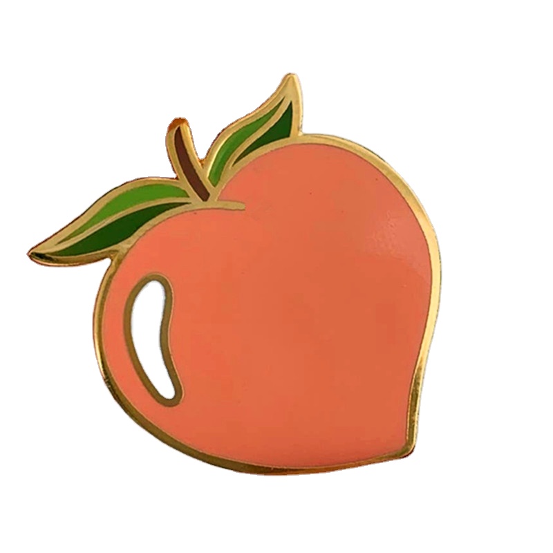 peach badge pin