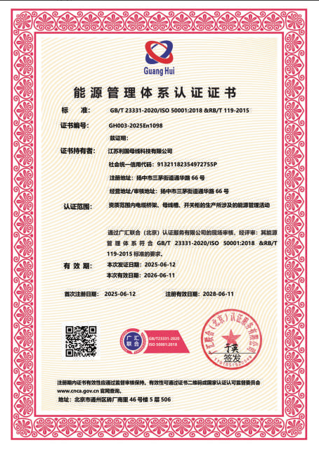 Energy Management System Certification Certificate