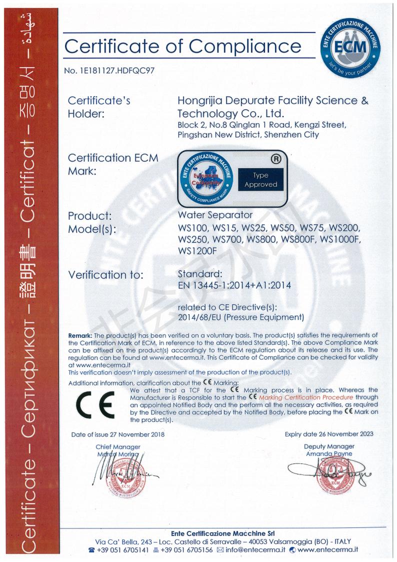 WS Series Certificate