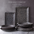Black Porcelain Granite Grain Dinner Set - Hot Selling Ceramic Plates and Bowls1