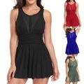 Plus Size Cutout One Piece Swim Dress - Fashion Women's Beachwear Skirt Swimsuit1
