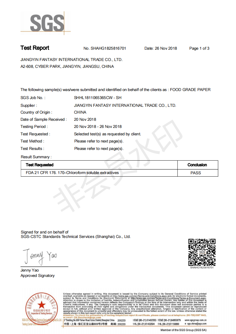 food grade paper