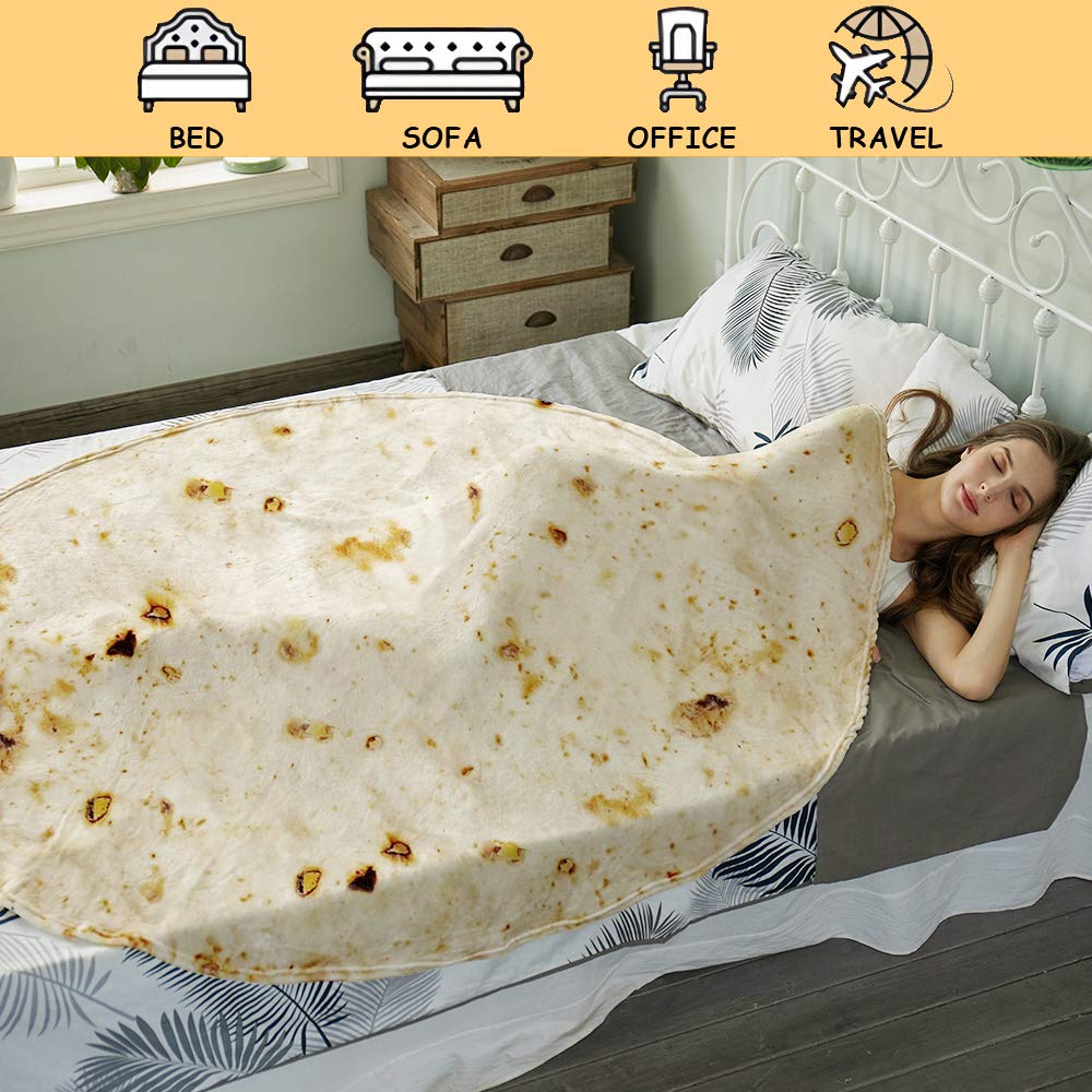 Novelty Flannel Printing Round Food Tortilla Throw Blanket