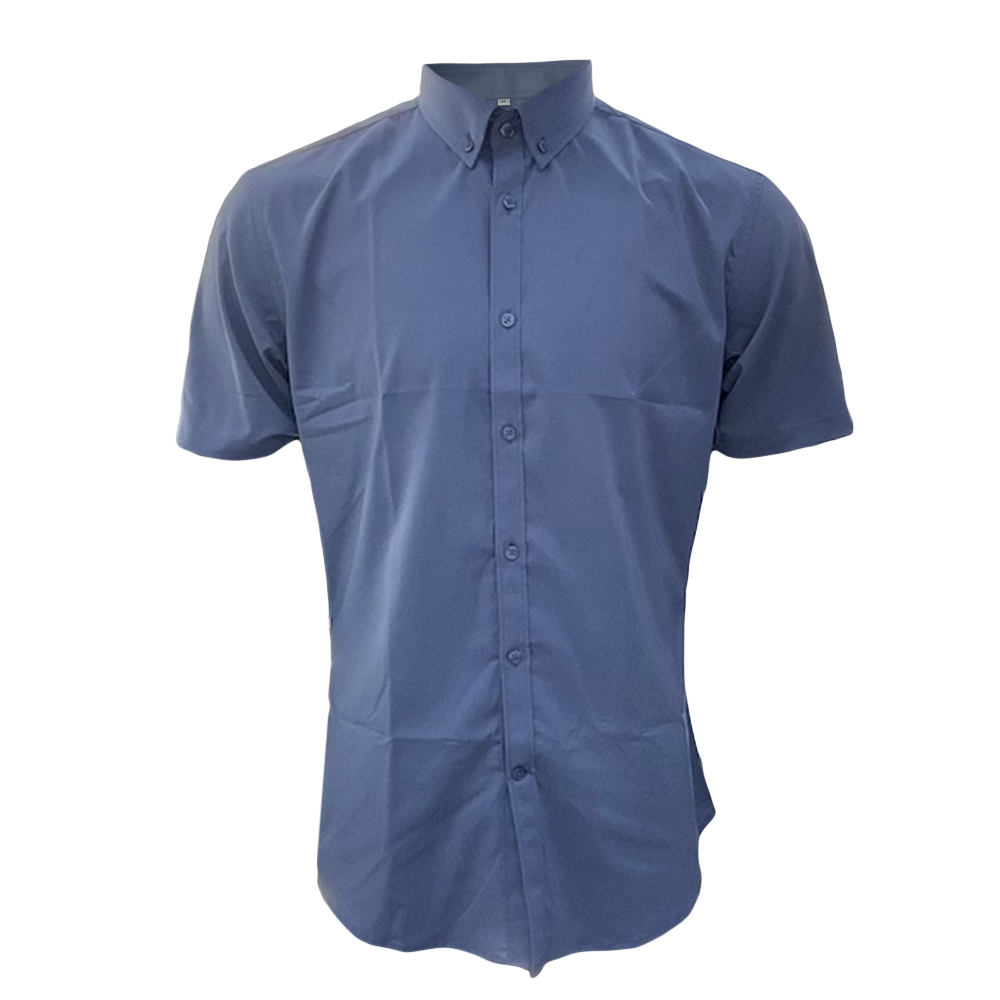 camicia da ufficio a maniche corte blu scuro