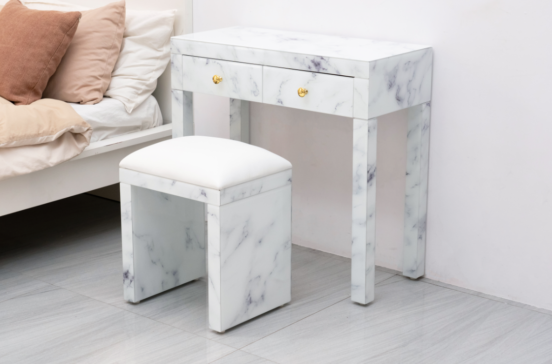 Dresser de vidro de mármore MDF console de mesa de vestiário