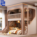 Glamorous Modern Wooden Children's Twin Bunk Bed with Slide and Stairs for Small Bedrooms1