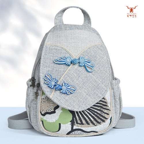 B9025 Mochila étnica cheongsam con botón de rana
