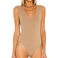 Plus μεγέθους αμάνικα κορμάκια για τις γυναίκες spandex σέξι v λαιμό πίσω backless bodysuit1