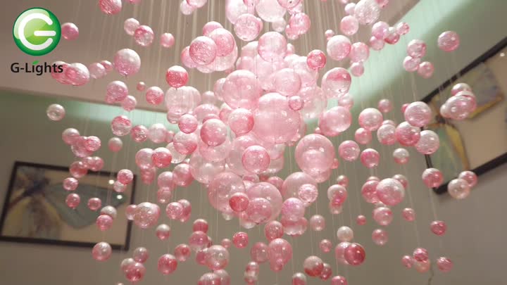 Pink ball shape chandelier