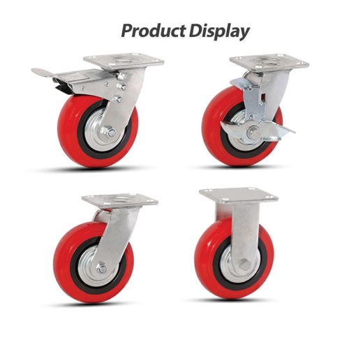 Heavy duty arcuate red pu caster