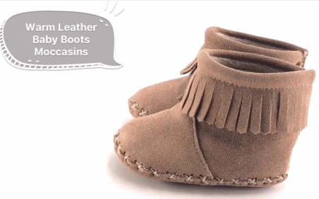 Mid-calf Leather Baby Boots with Mark Thread